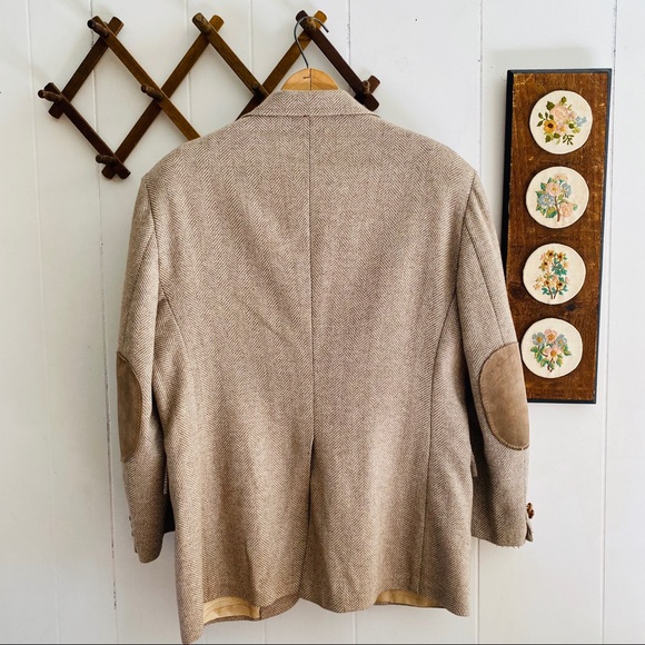 Vintage Wool Herringbone Elbow Padded Blazer - Picture 7 of 8